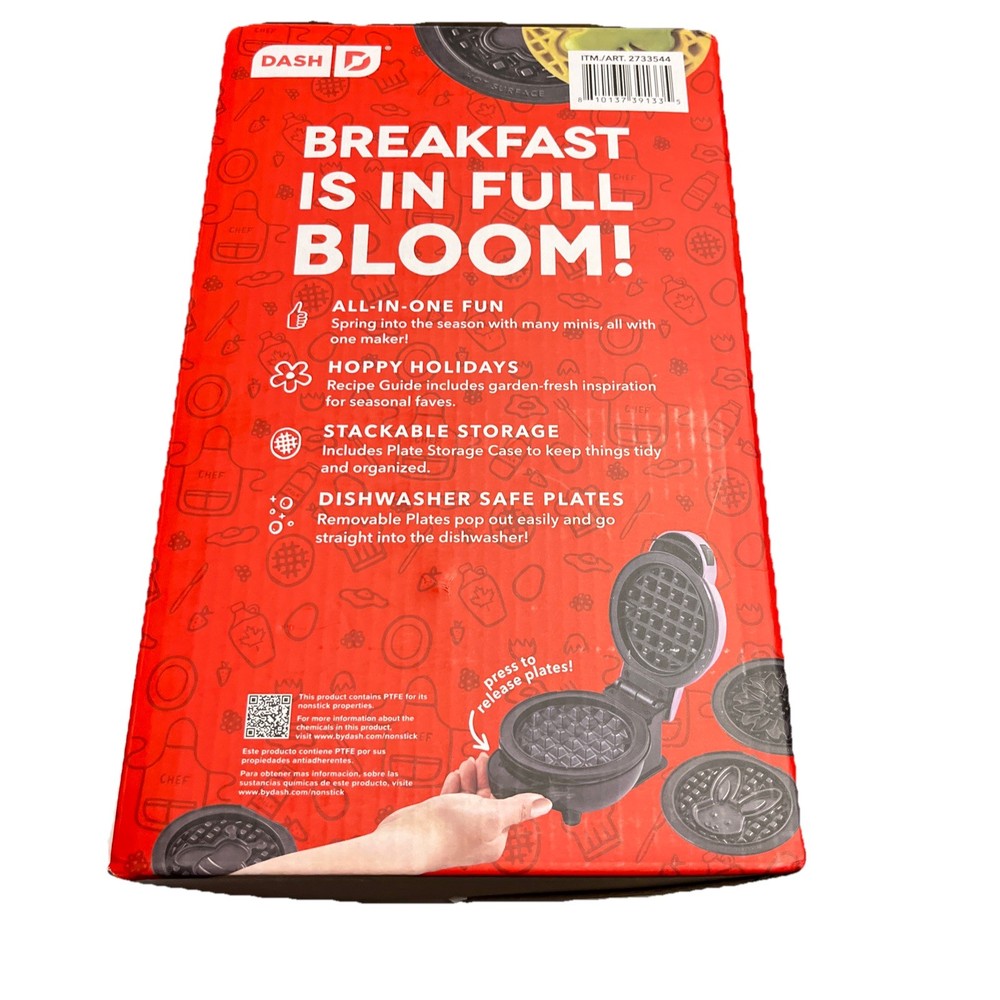 Dash Multi-Plate Mini Waffle Maker Removable Plates Factory Sealed '24
