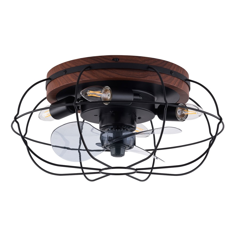 Low Profile Caged Ceiling Fans with Lights and Remote, Flush Mount Ceiling Fan w