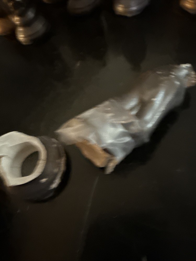 VTG Ceramic Medieval Chess Piece Set Silver Gold DEFECTS & 1 PC BROKEN mcf