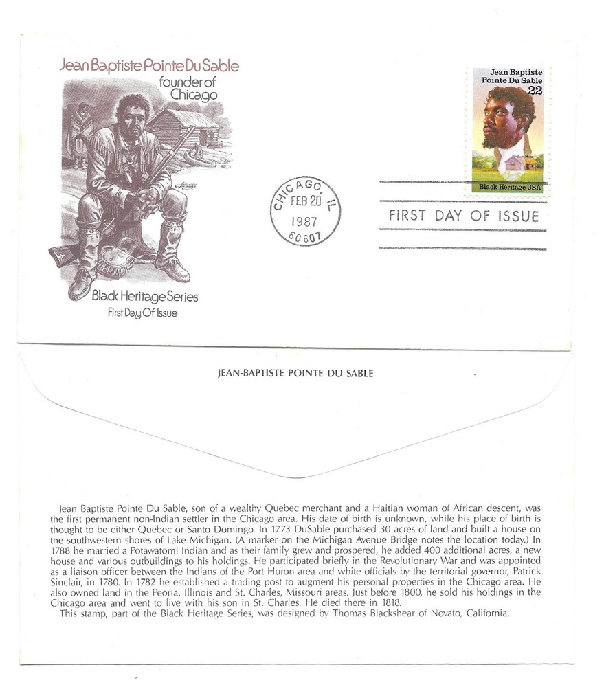 2249 Jean Baptiste Pointe DuSable Black Heritage 1987 Artmaster FDC
