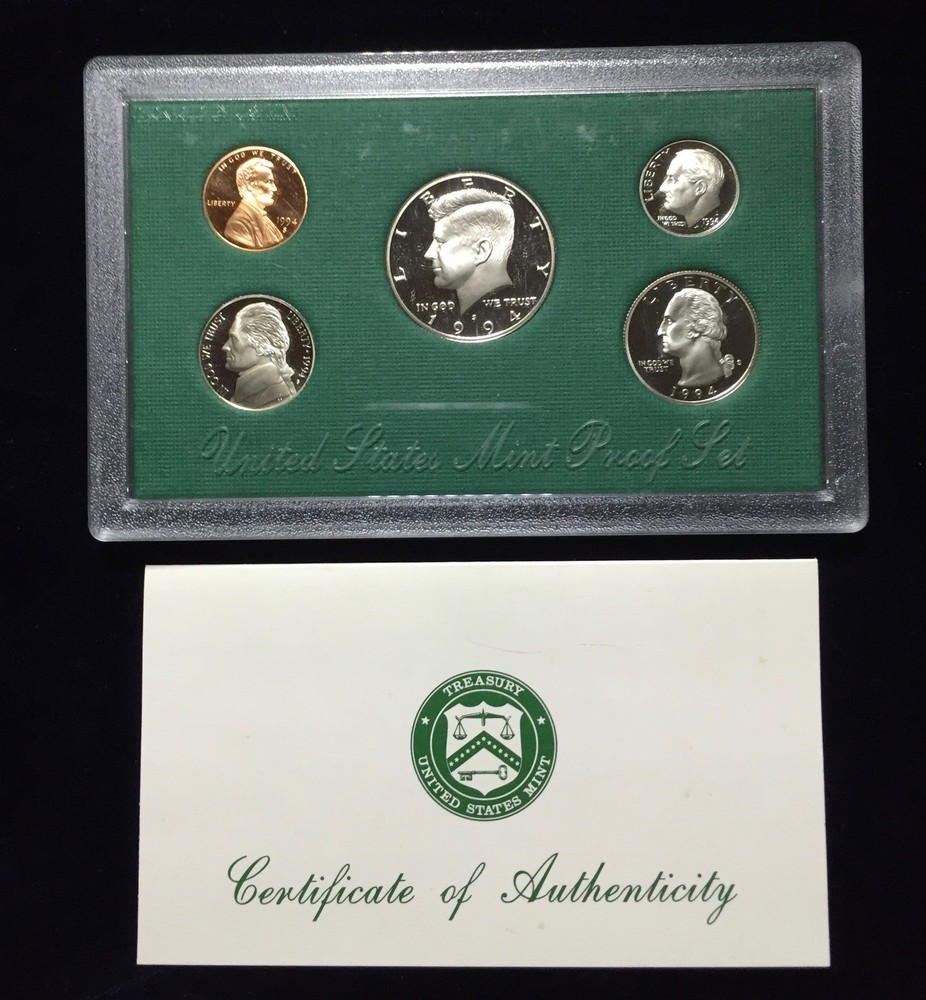 1994 US Mint Proof Set 5 Piece Clad Set COA OGP