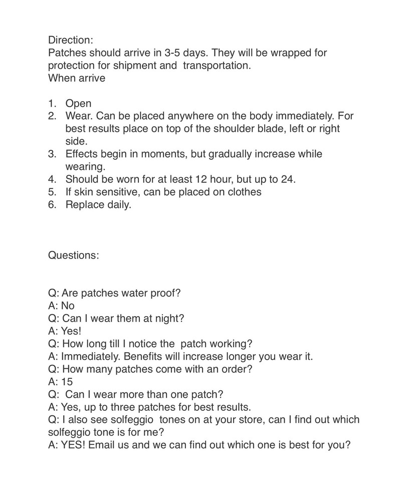 Solfeggio 528 HZ Healing Scalar frequency Imprinted Body patch
