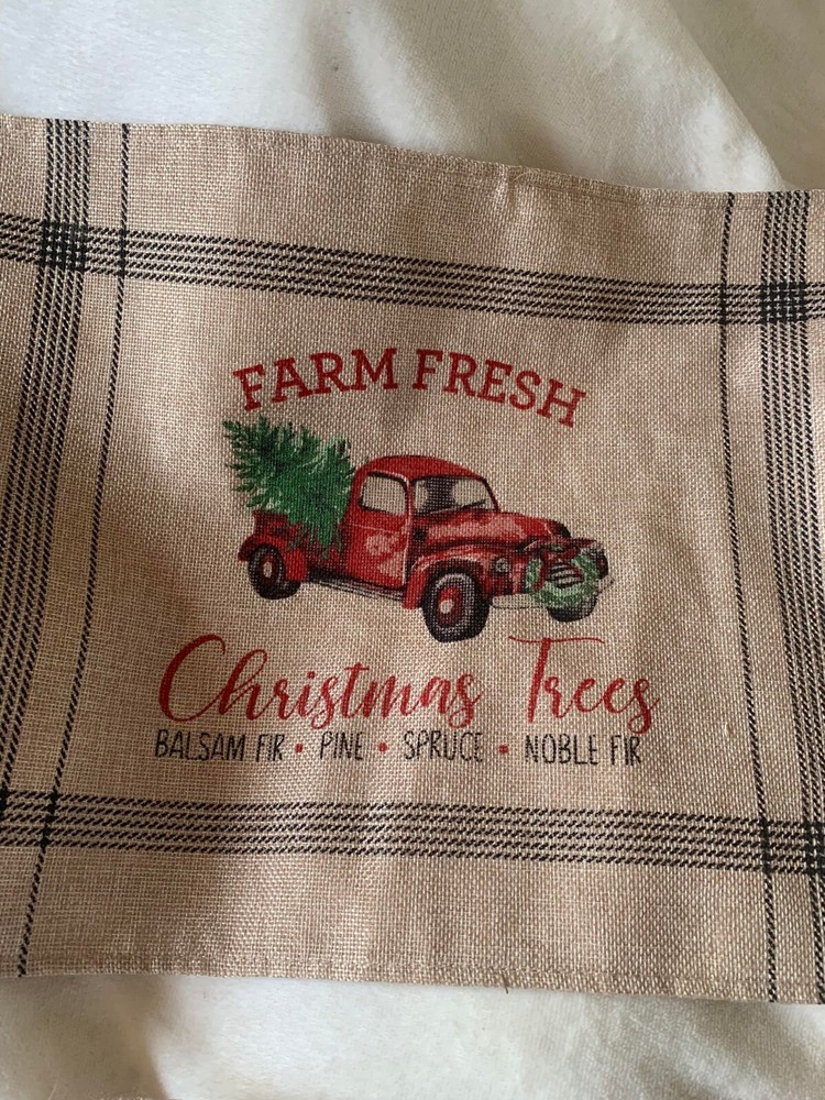 NWT Red Truck Christmas Table Runner and 2 Placemats