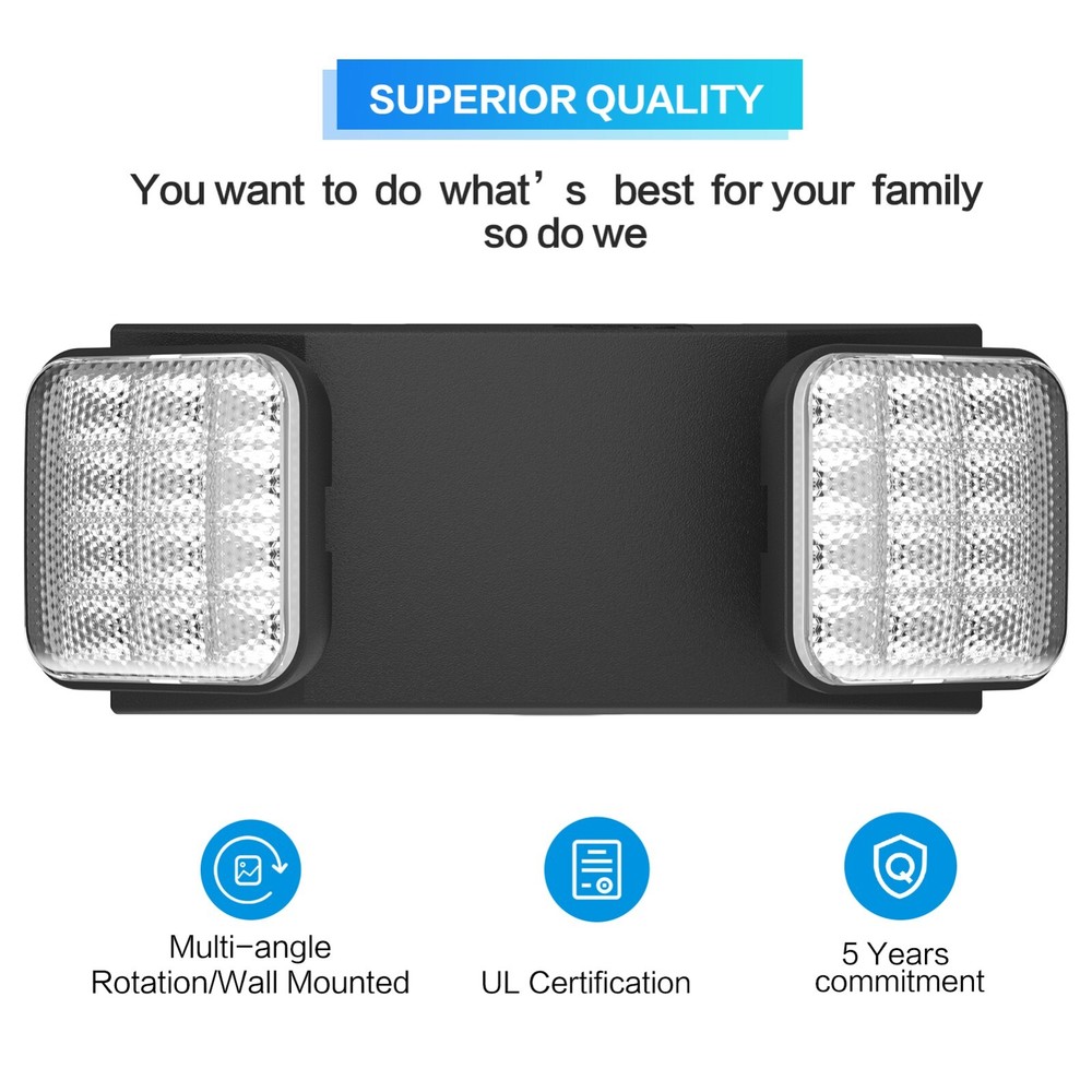 UL Listed 6 Packs Black Emergency Exit Lighting with Battery Backup For Home.