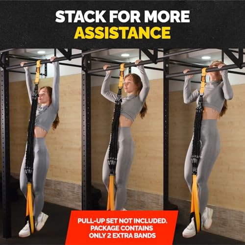 Pull Up Assistance Bands - 4 Heavy Duty Pull Up Bands with Black (Standard)