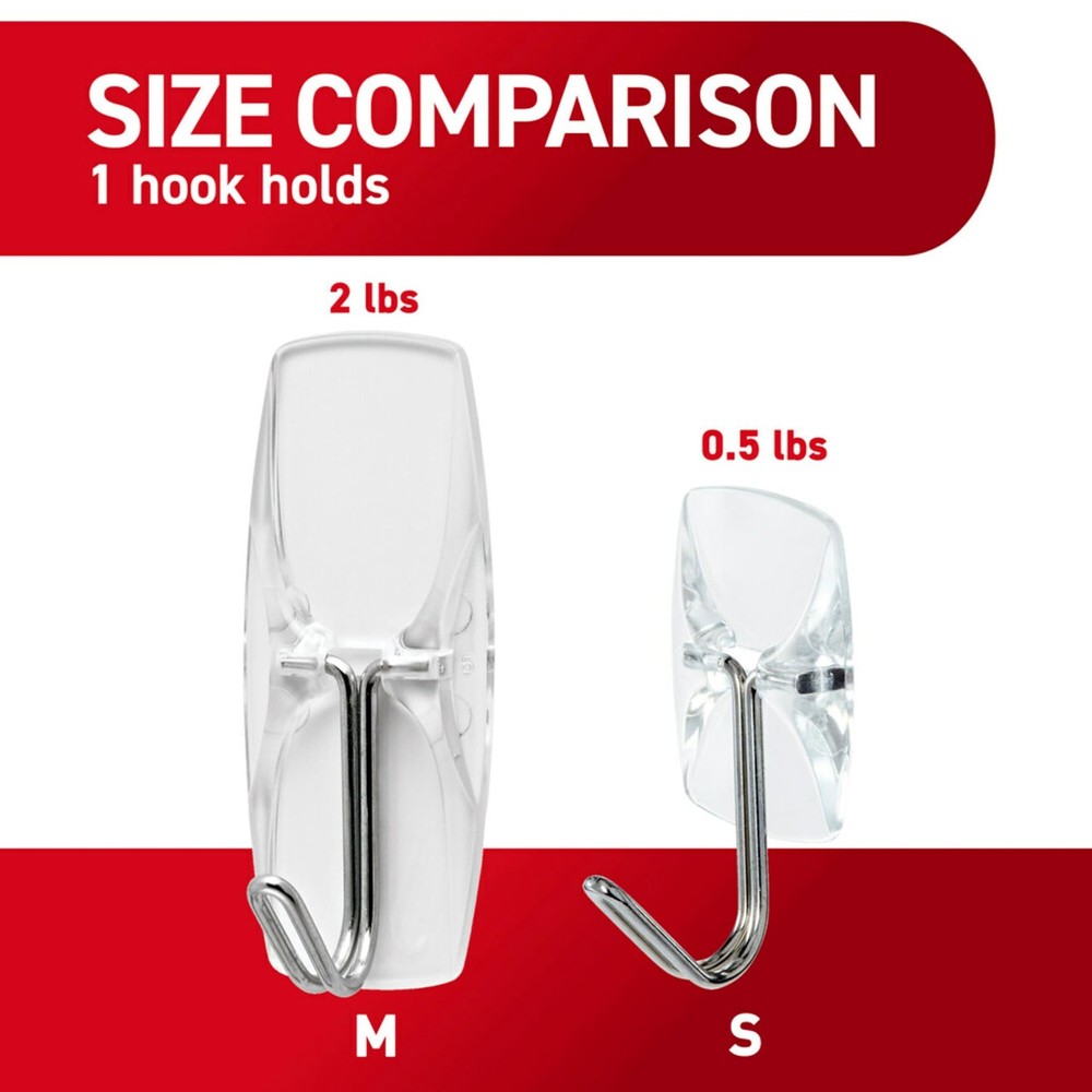 Command Medium Clear Wire Toggle Hooks, 6 Hooks and 8 Command Strips,