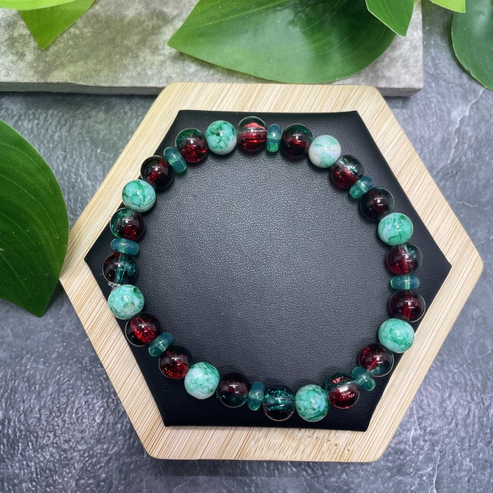 Handmade Bead Beaded Stackable 7” Plus Stretch Bracelet New Free Ship C1513