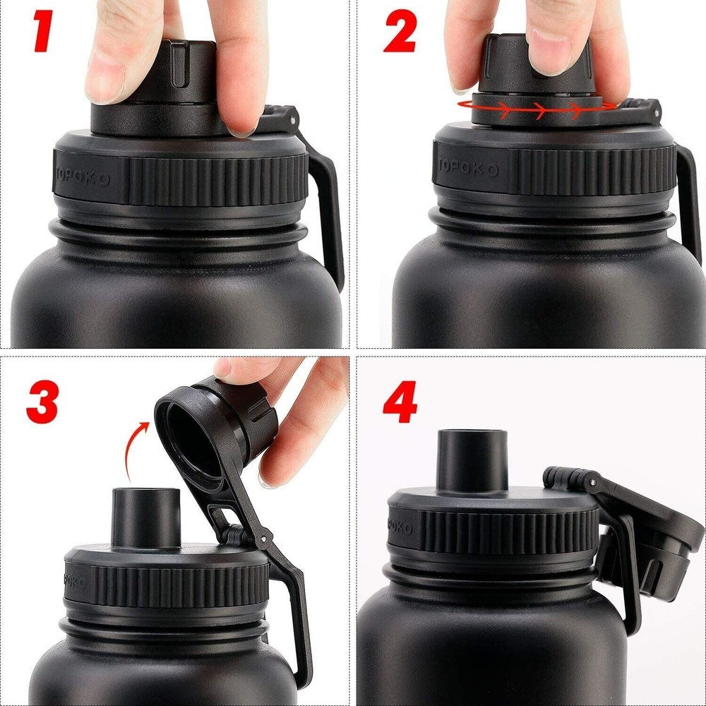 Replacement Twist Lid For Hydro Flask Wide Mouth Water Bottle With Handle Black