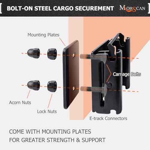 4 Pack E-Track Connector with Square Plates, E Track Double Fitting 04-Pack