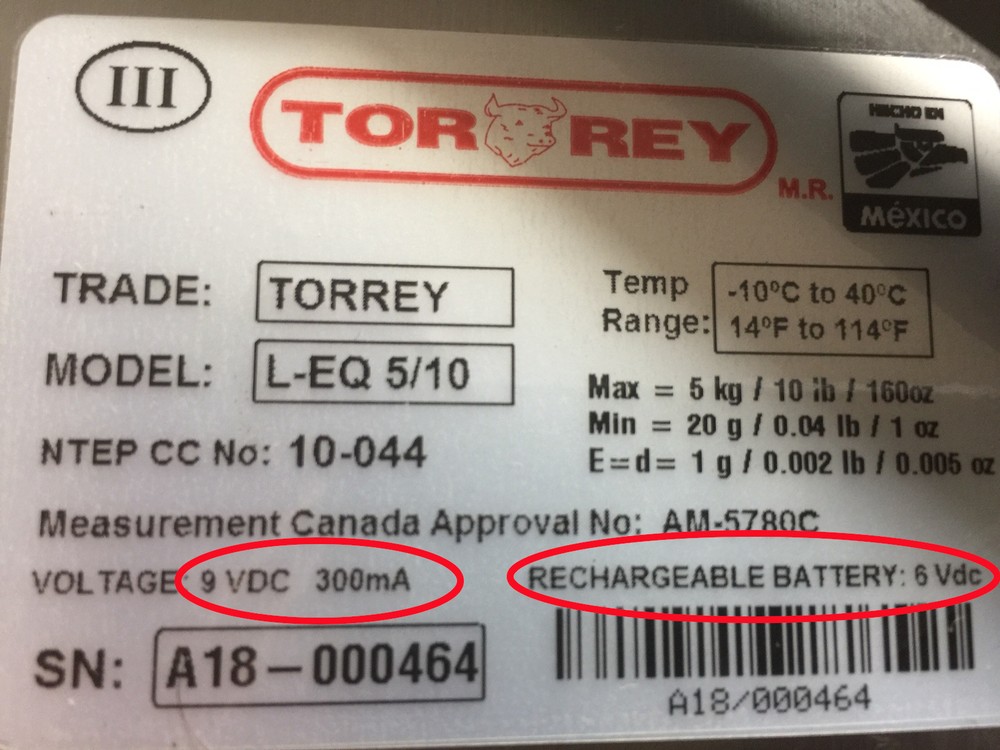 Tor-rey Scale Replacement Battery - 21900003