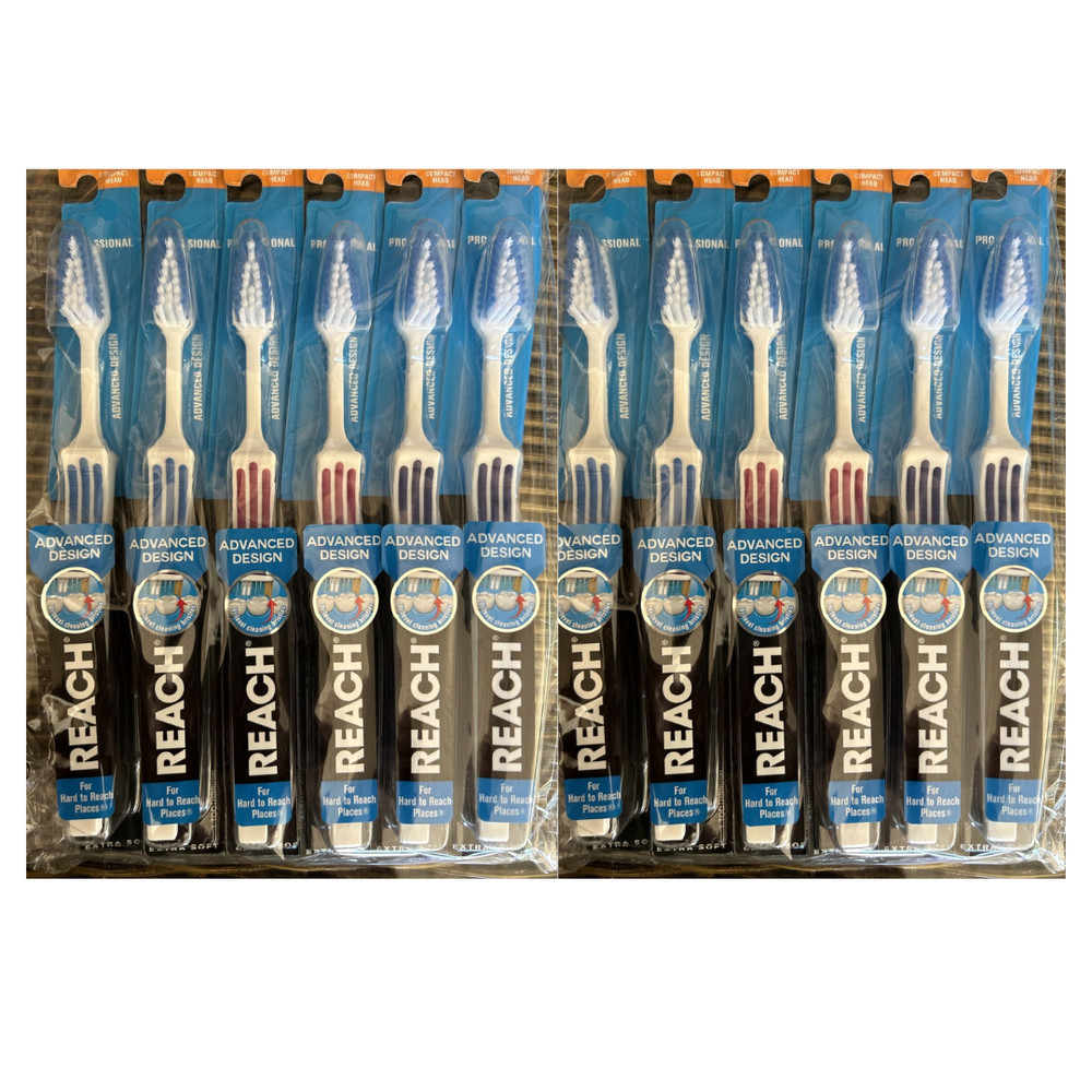 12-PACK! REACH Advanced Design Toothbrush 7213 - Compact, Extra Soft Bristles