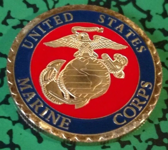 USMC MARINES HARDCORE COLORIZED ART ROUND CHALLENGE COIN