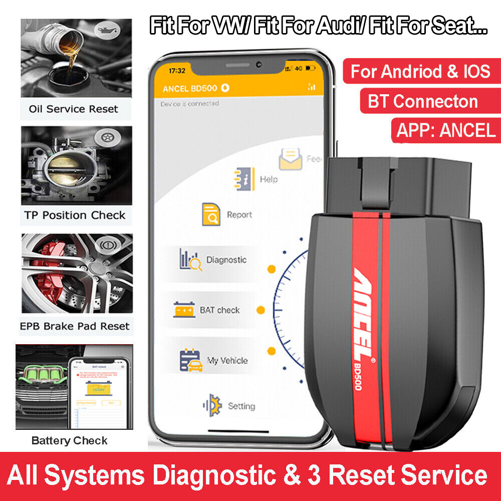 Ancel BD500 OBD2 Scanner Diagnostic Car Code Reader with Battery Check for VW