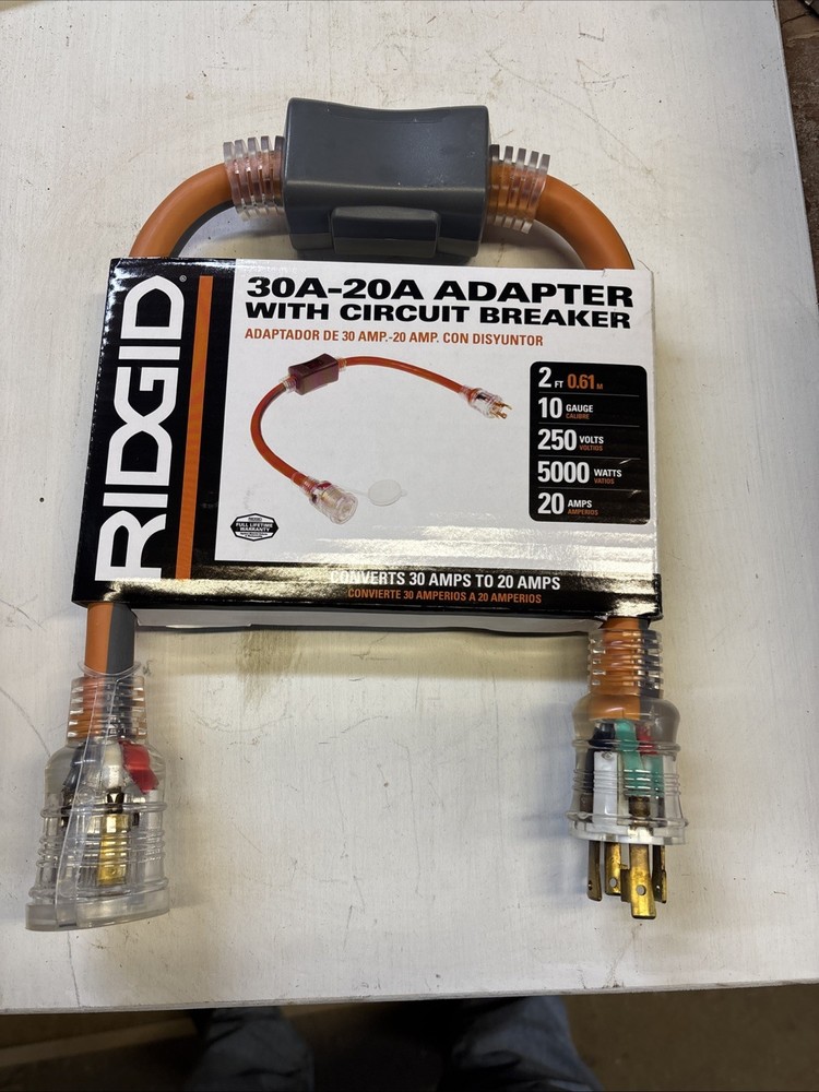 Rigid 30a-20a Adapter  With Circuit Breaker