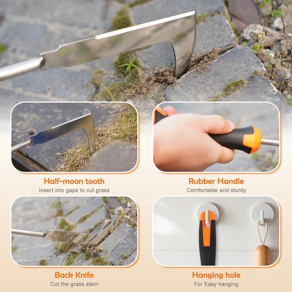 urorentea 3 Pack Weed Puller Hand Weeder Tool 4 Teeth Crack Garden Tool