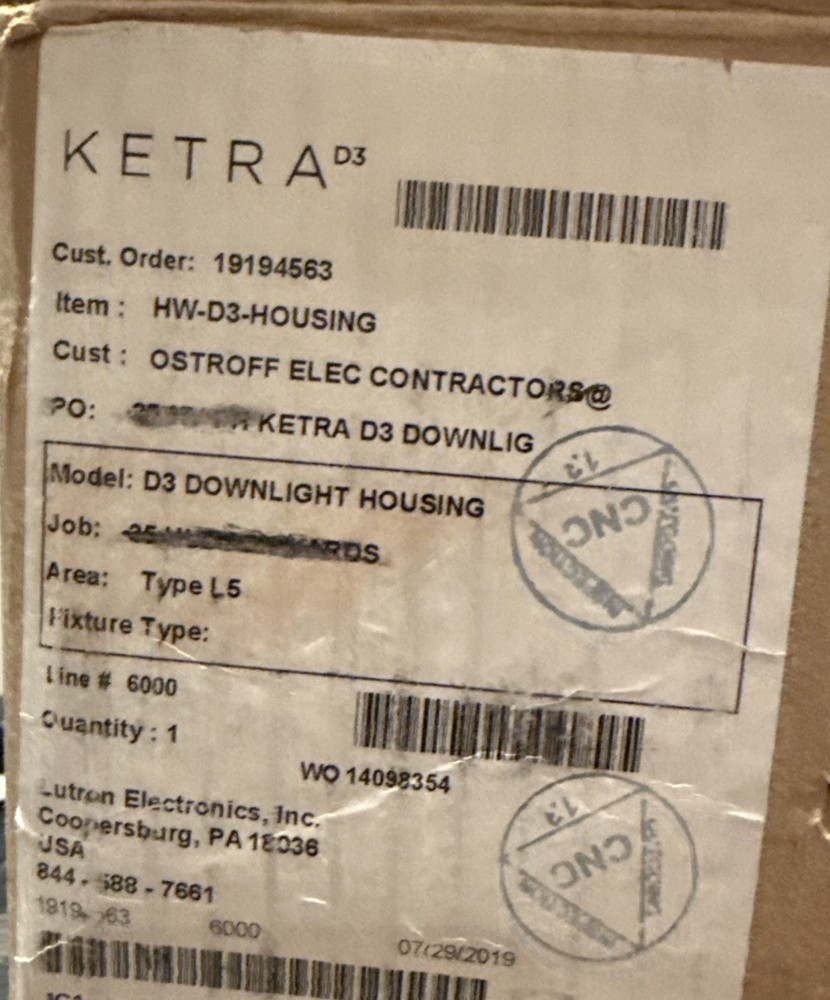 Ketra D3 18W Adjustable 40° HO Downlight Engine + Housing