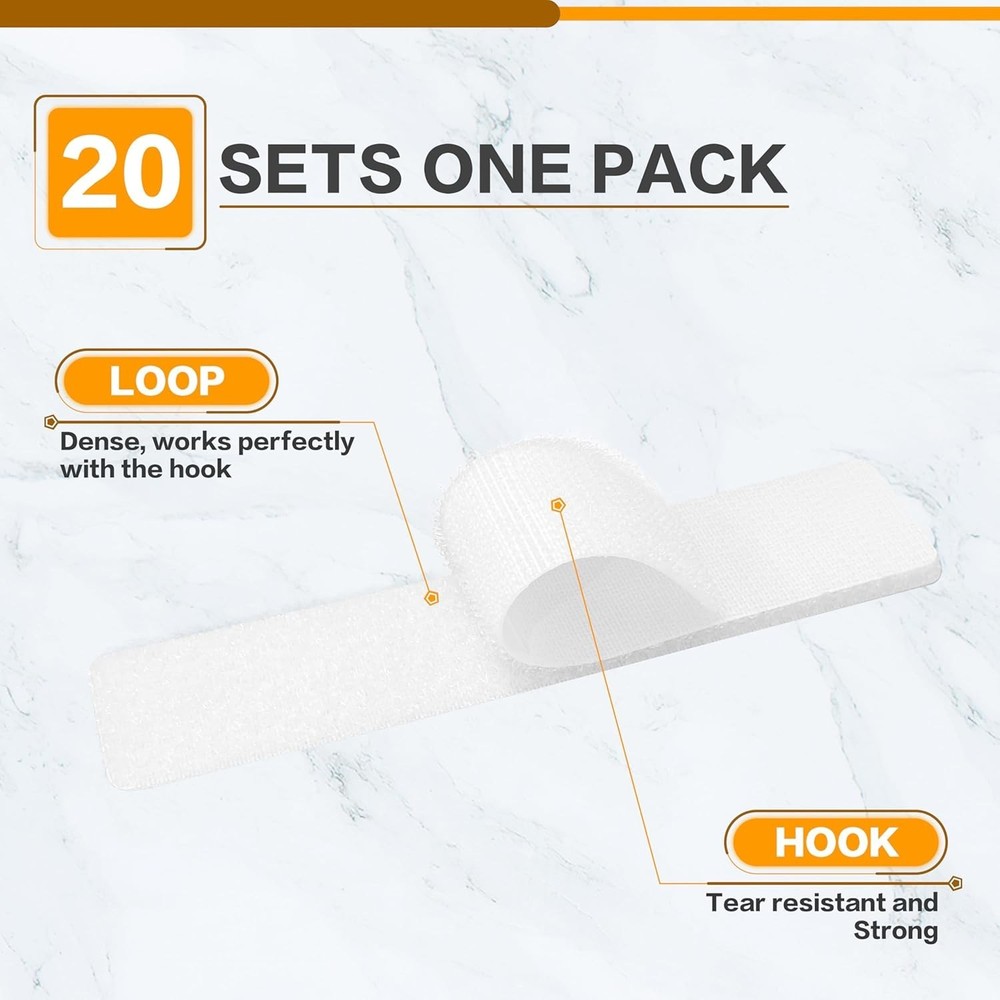 1x3 Inch Hook and Loop Strips, 20 Sets Nylon Self Adhesive Tape, Double Sided...