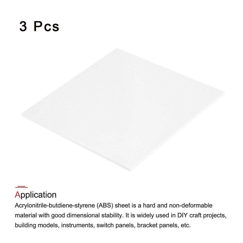 ABS Plastic Sheet 8 x 8 x 0.16" ABS Styrene Sheets White 3 Pcs