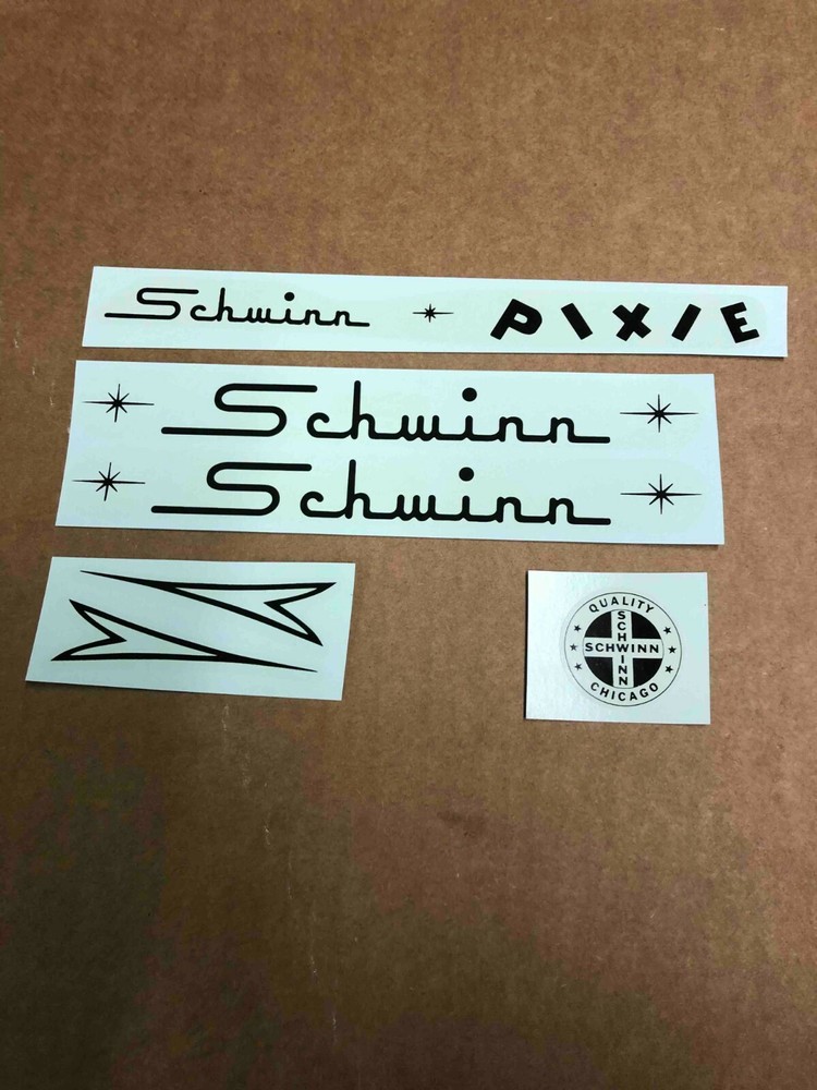Complete Schwinn Approved Pixie Black Bicycle Decal Set