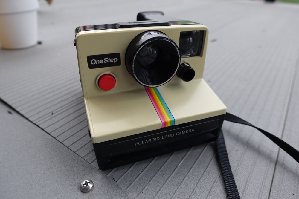 UNTESTED Vintage Polaroid Land Camera One step OneStep with Rainbow Stripe