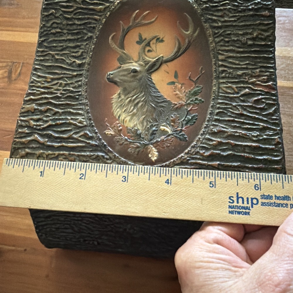 Antique Celluloid Stag Collar Box All Original Nice Shape