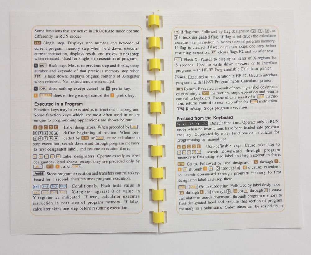 Hewlett Packard HP-75 Calculator Visicalc Quick refeference Guide