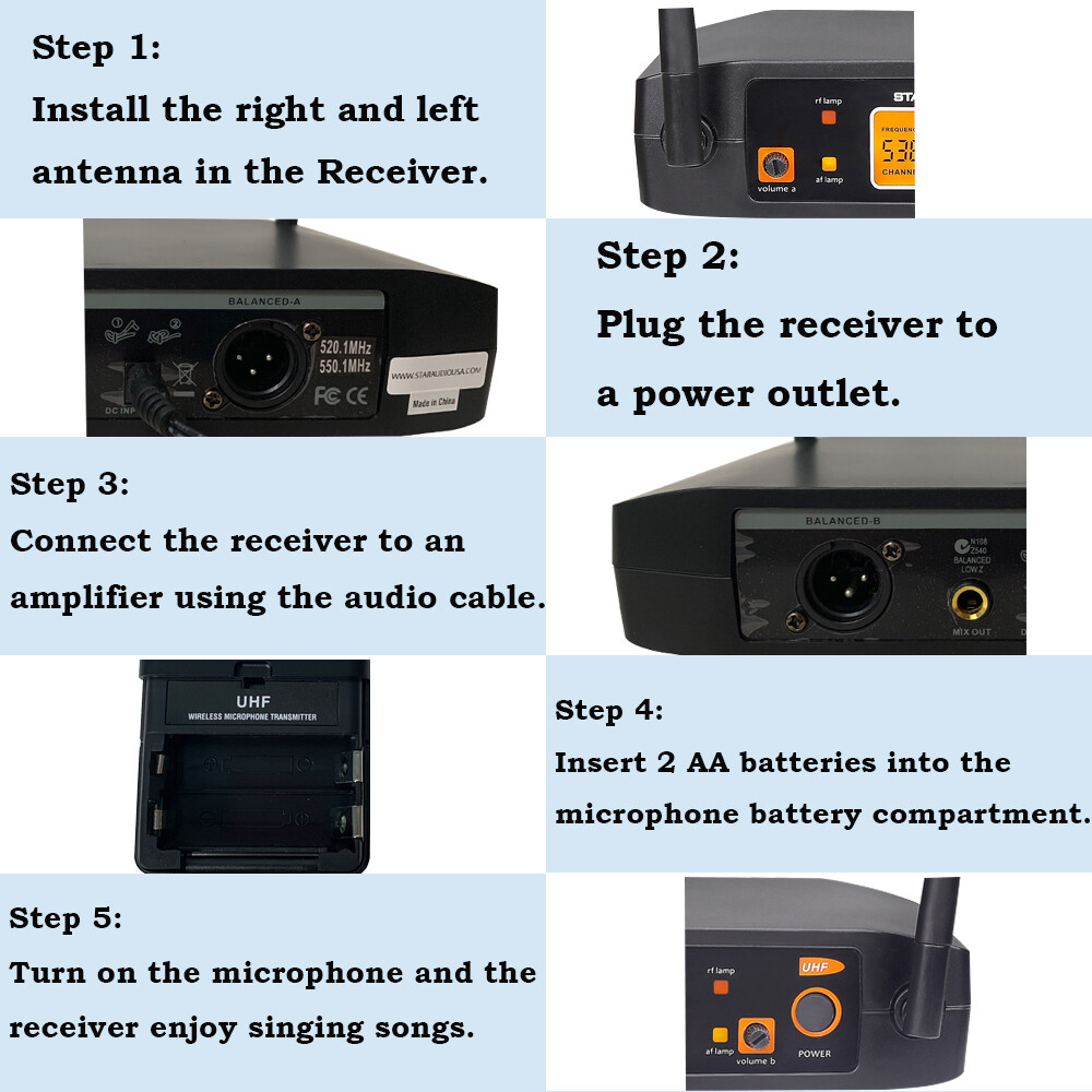 Headset Lavalier Bodypack Microphone Dual Channel Wireless UHF Microphone System
