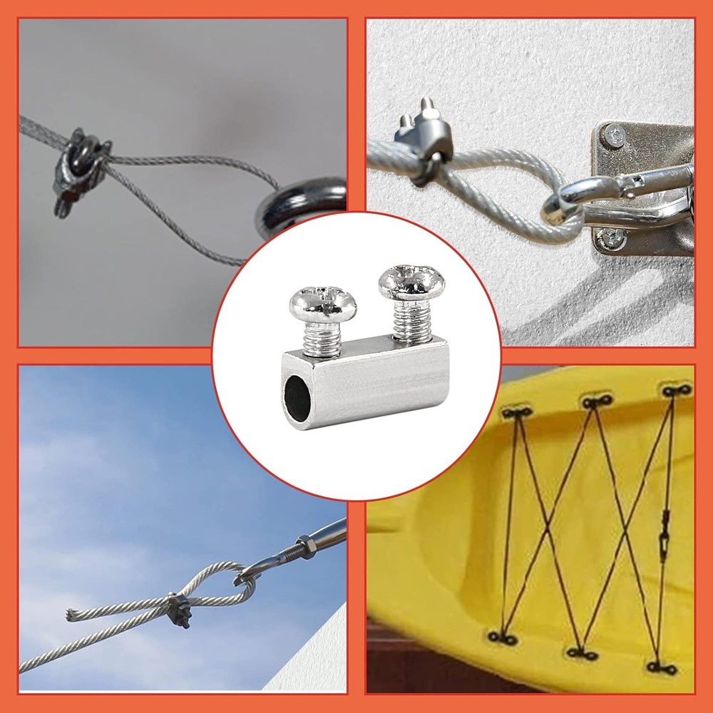 Stainless Steel Wire Rope Cable Clamp 24 Pack Adjustable