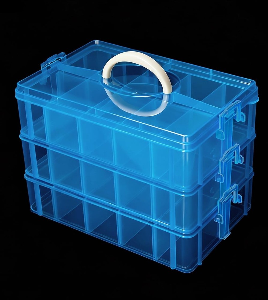 3-Layer Stackable Storage Container , 30 Dividers Compartments, Perfect for S...