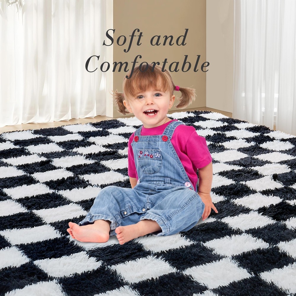 Andency 5x7 Ft Black and White Area 5' x 7' (Rectangular),