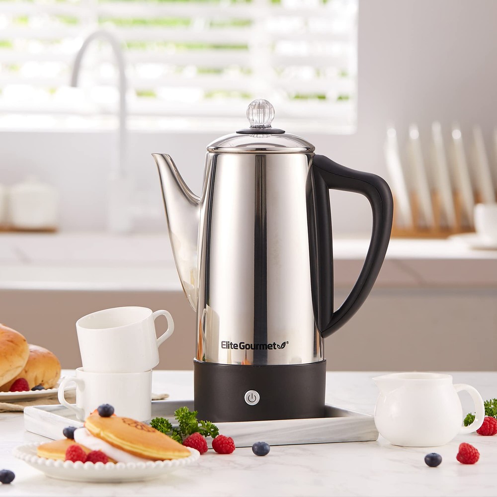 EC812 Electric 12-Cup Coffee Percolator with Keep Warm, Clear Brew Progress K...
