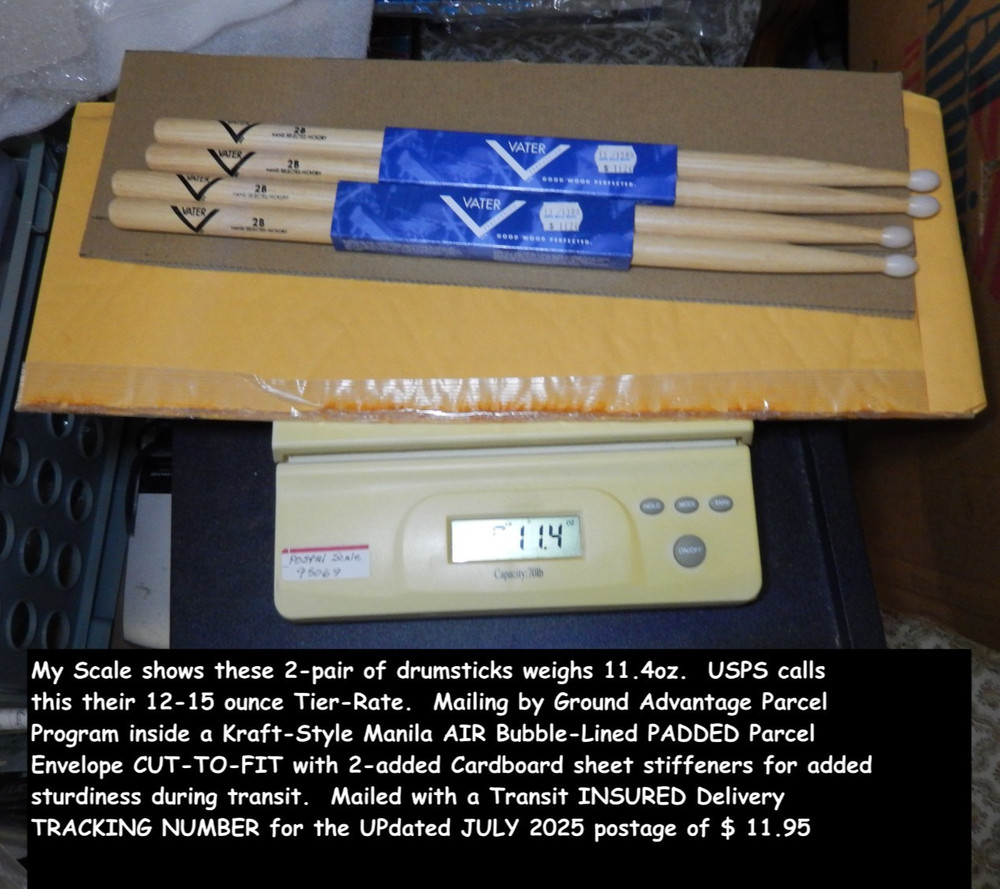 VATER 2B NYLON TIP Drumsticks, TWO PAIR