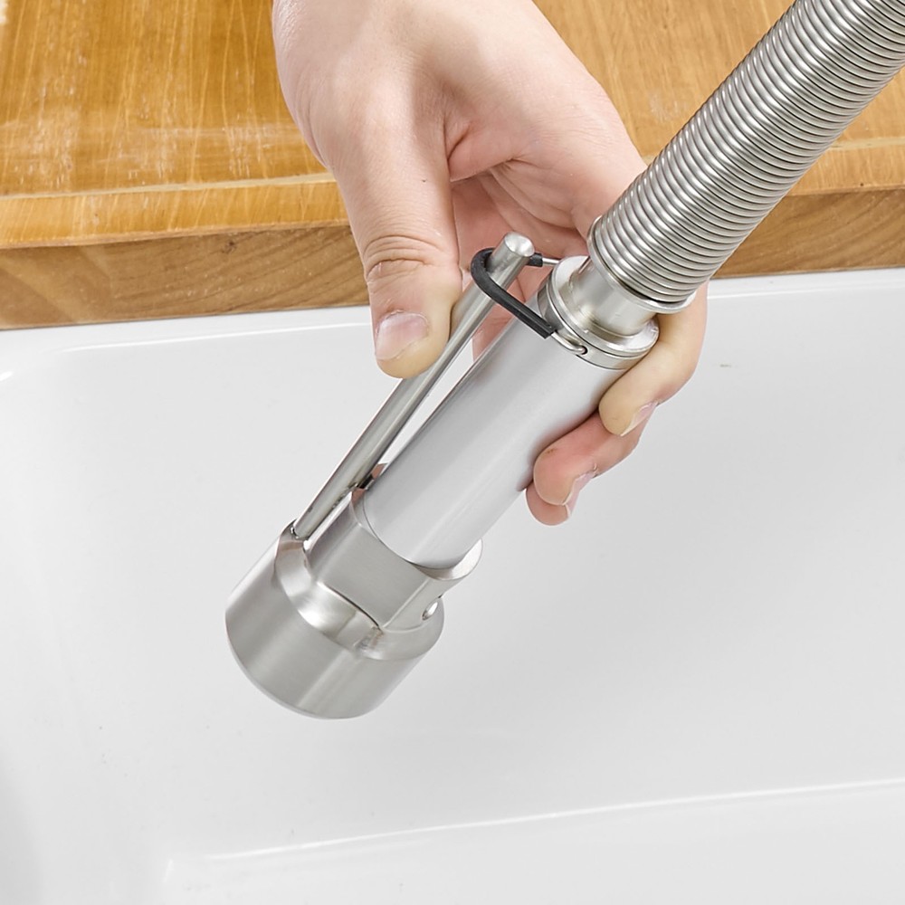 Commercial Style Kitchen Faucet with Pull Down Sprayer