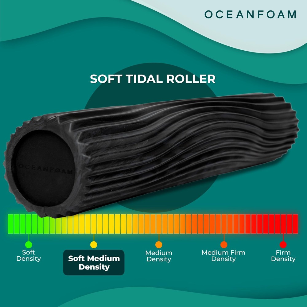 Soft Tidal Roller (Black & Charcoal Marbled) - Low Density Foam Roller for Ph...