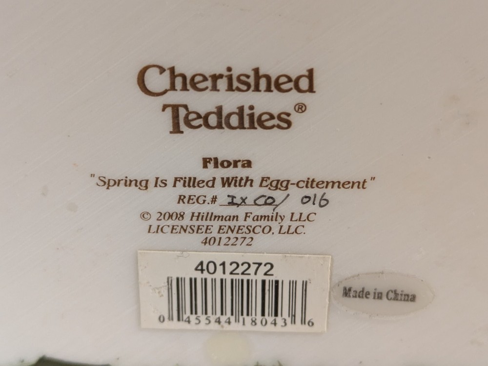 Cherished Teddies Flora, Spring is Filled With Egg-citement, 4012272, EUC