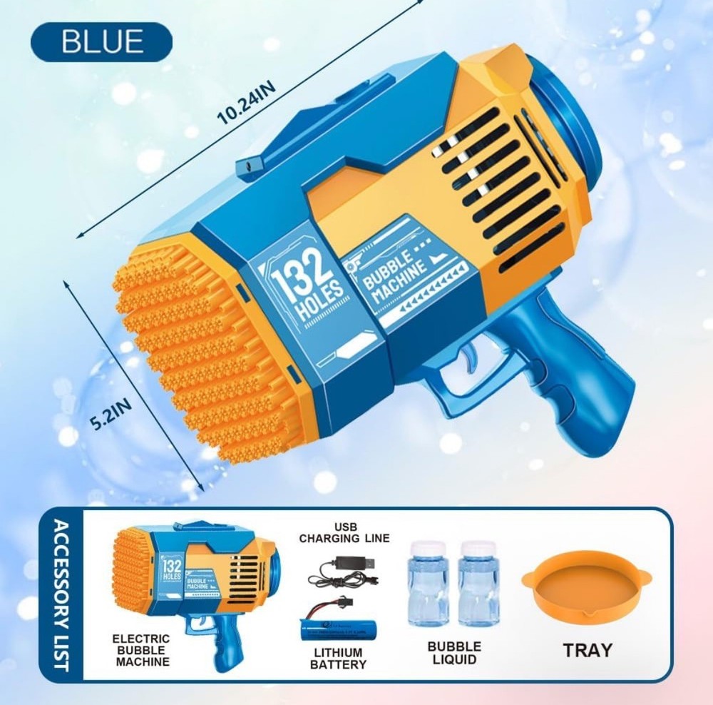 132 Hole Electric Automatic Light Bubble Machine Bubbles Gun for Children Kid