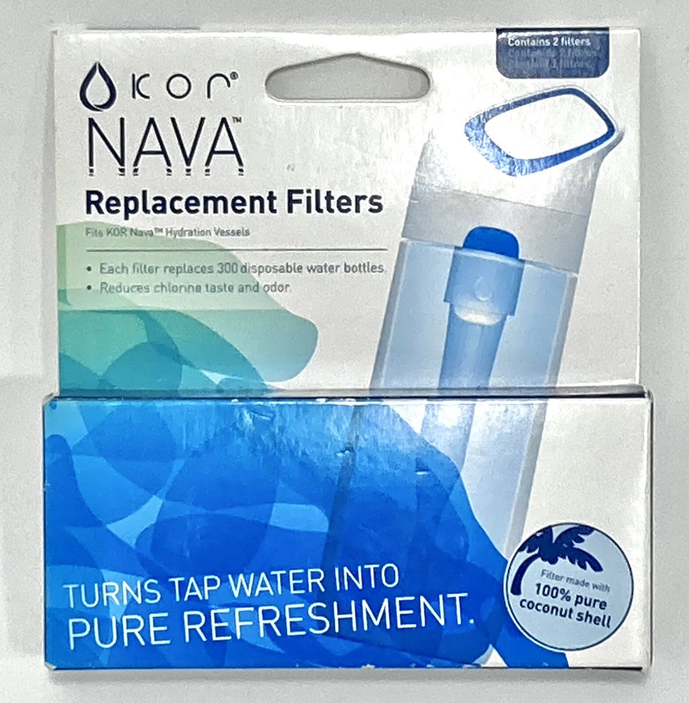 KOR Nava Water Bottle Replacement Filters 2-Pack Model 3121 - NEW Sealed