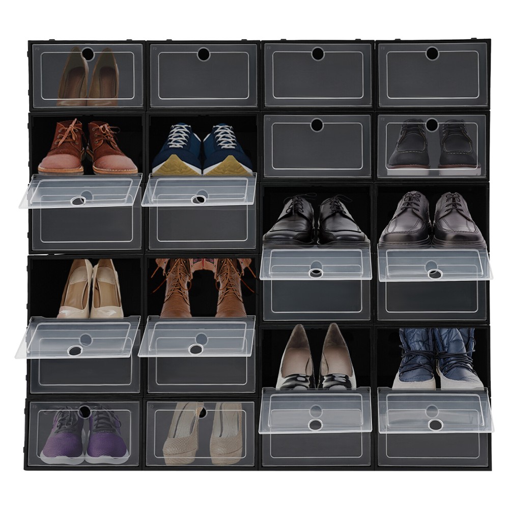 24 Pack Shoe Storage Boxes, Stackable Shoe Boxes, Shoe Storage Organizer NEW