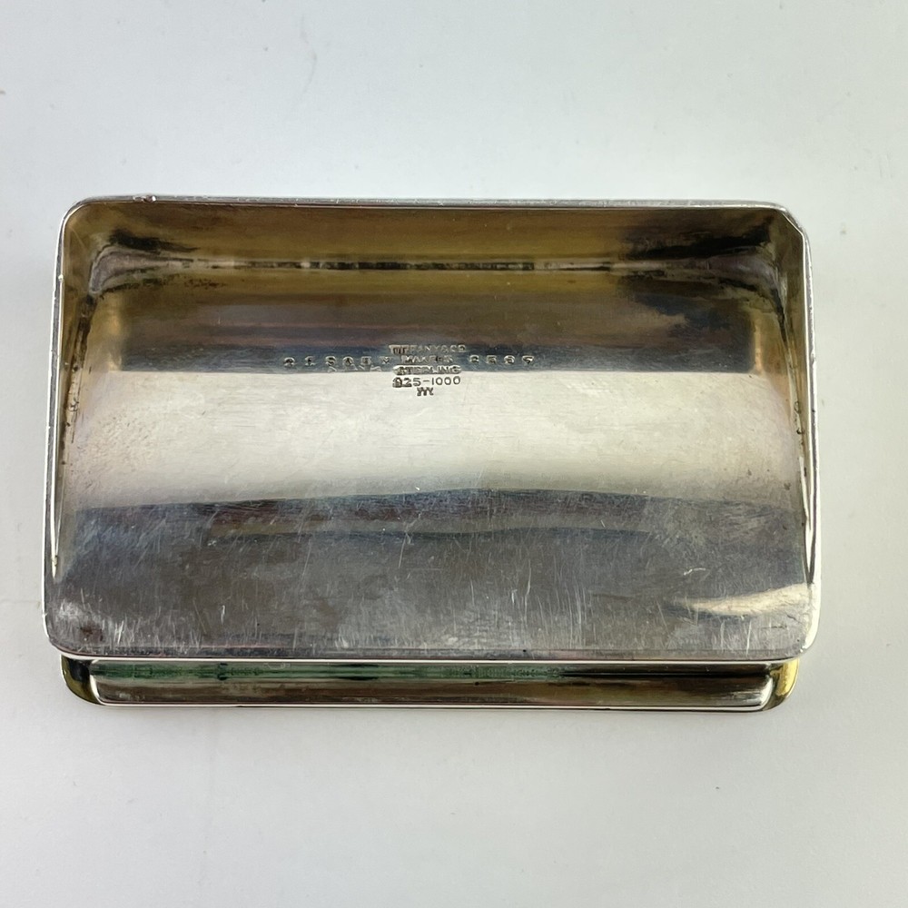 Antique Solid Sterling Silver Tiffany & Co Stamp Box 6cm X 4cm C1930s