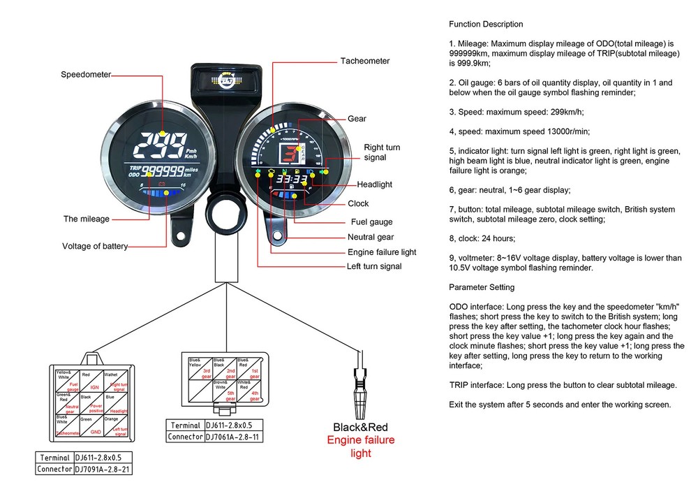 Motorcycle Speed Tachometer For Suzuki GN 125 Digital Meter Assembly Speedometer