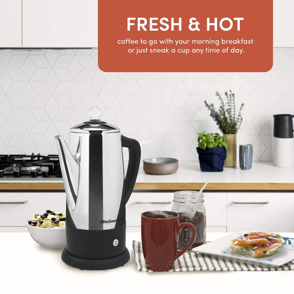 EC812 Electric 12-Cup Coffee Percolator with Keep Warm, Clear Brew Progress K...