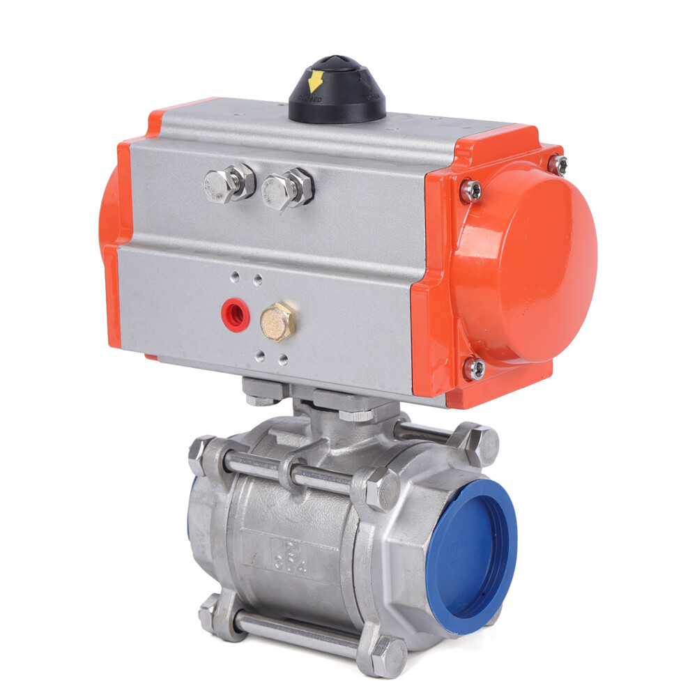 2" Pneumatic Air Actuated Ball Valve Stainless Single Acting Spring Return DN50