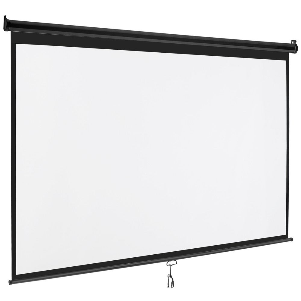 100" Manual Projection Screen Pull Down 16:10 HD Projector 4K Widescreen Black