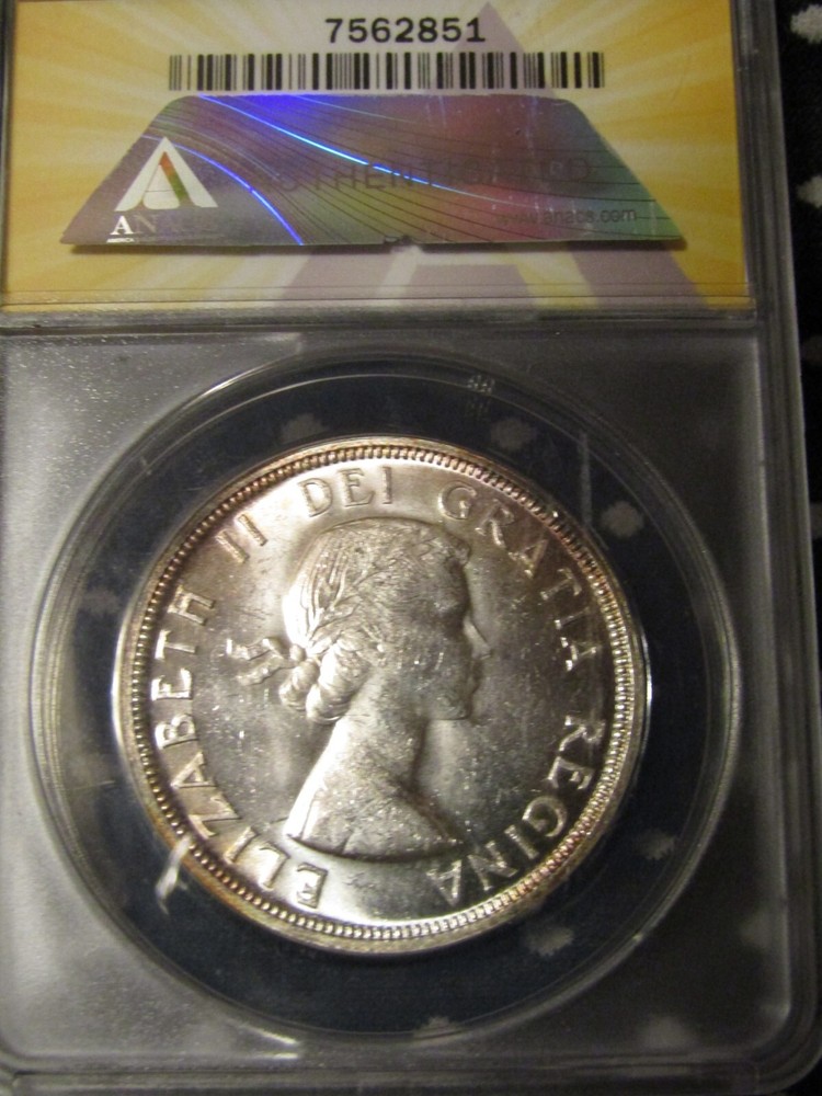 1954 CANADA SILVER $1 DOLLAR...ANACS MS-63
