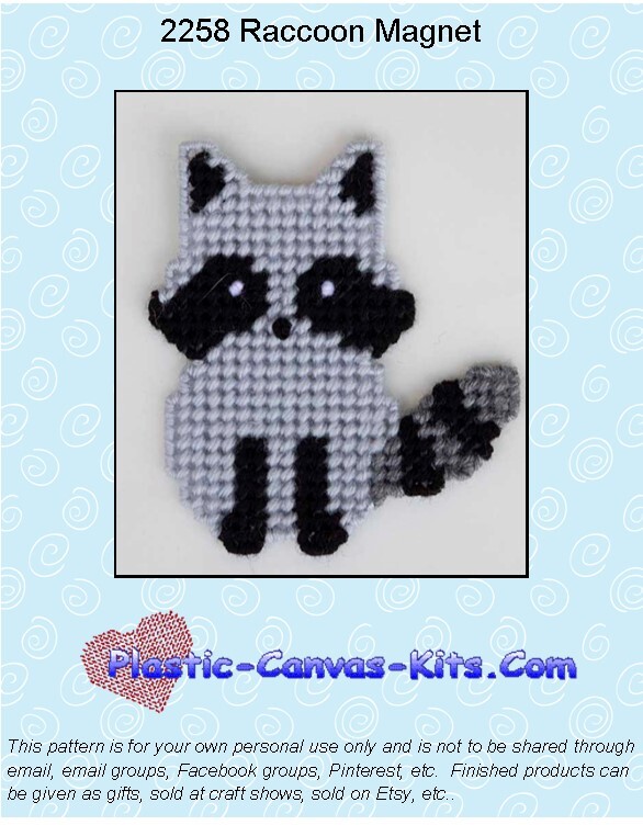 Raccoon Magnet - Plastic Canvas Pattern or Kit