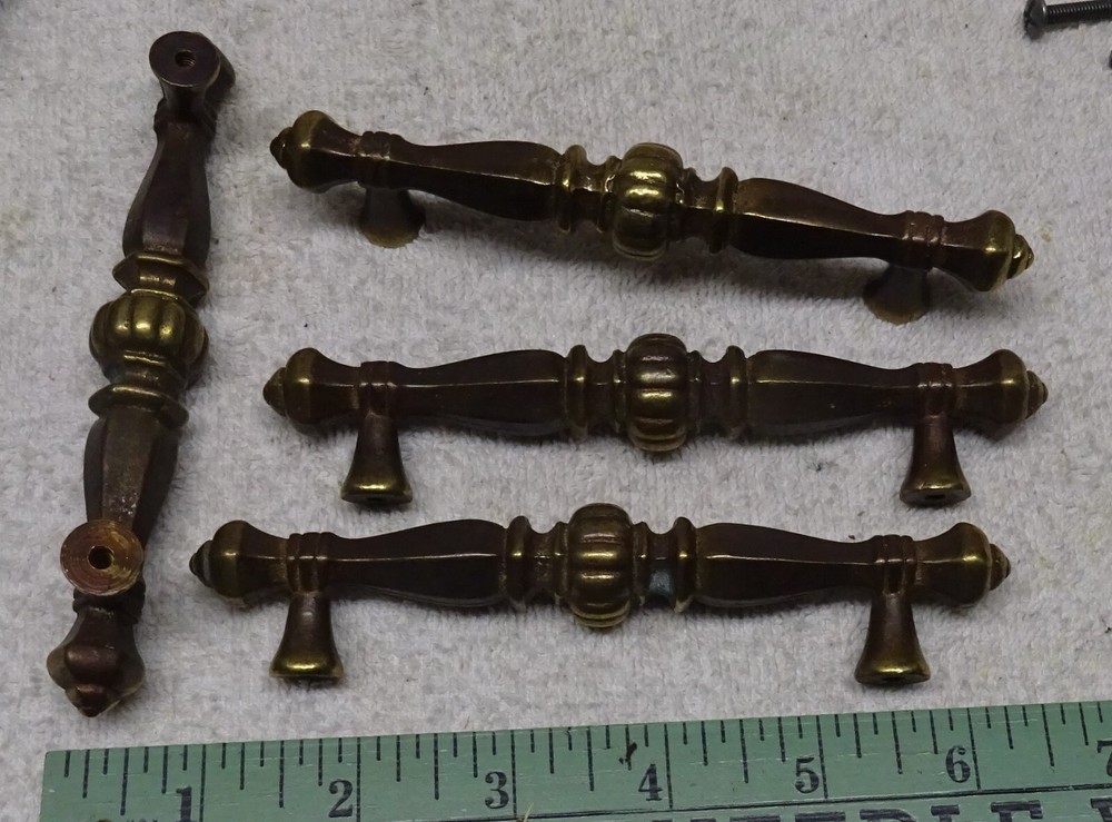 * Vintage - Solid BRASS - MID CENTURY - HEAVIER Duty Drawer Pulls - NEAT design