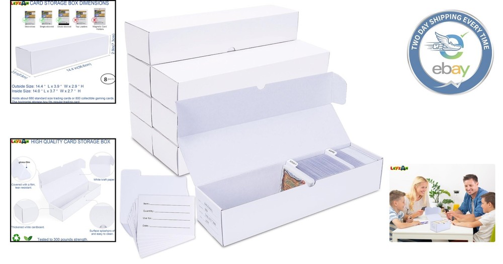 Eco-Friendly 8-Pack Card Storage Solution - Foldable & Sturdy 1000 Card Capacity