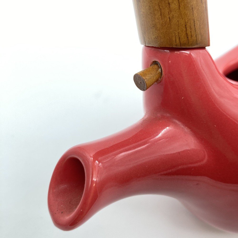 Teapot Red Envelope Red Chinese Ceramic Wood Handle 20 Oz Hanging Diffuser Peg
