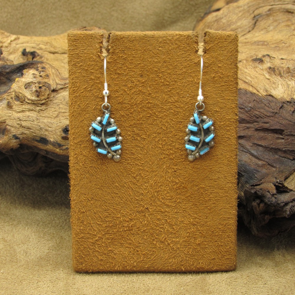 Sterling Silver and Block Turquoise Wire Dangle earrings