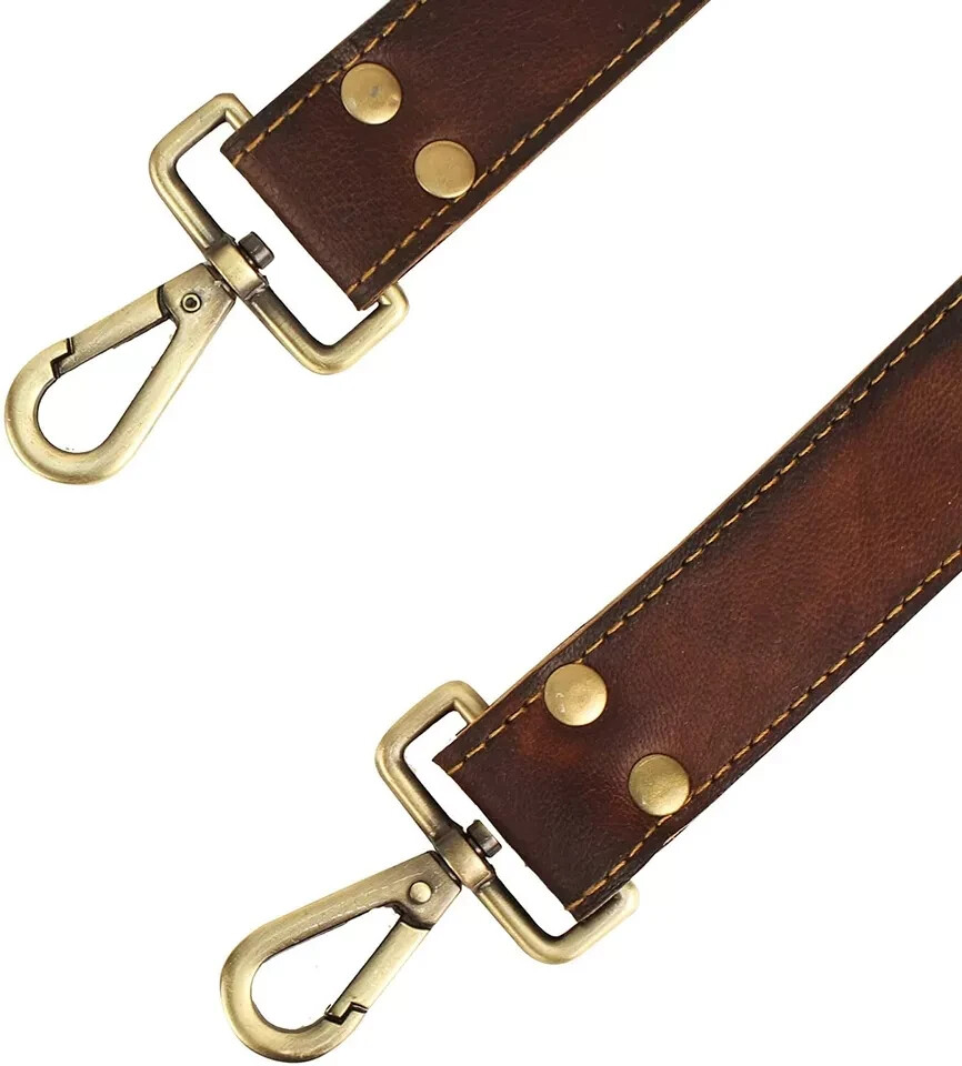 Brown Distressed Leather Replacement Shoulder Strap-Luggage/Messenger Bag Uniesx
